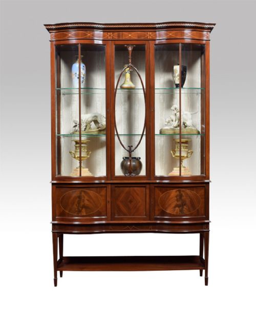 Mahogany Inlaid Sheraton Revival Display Cabinet