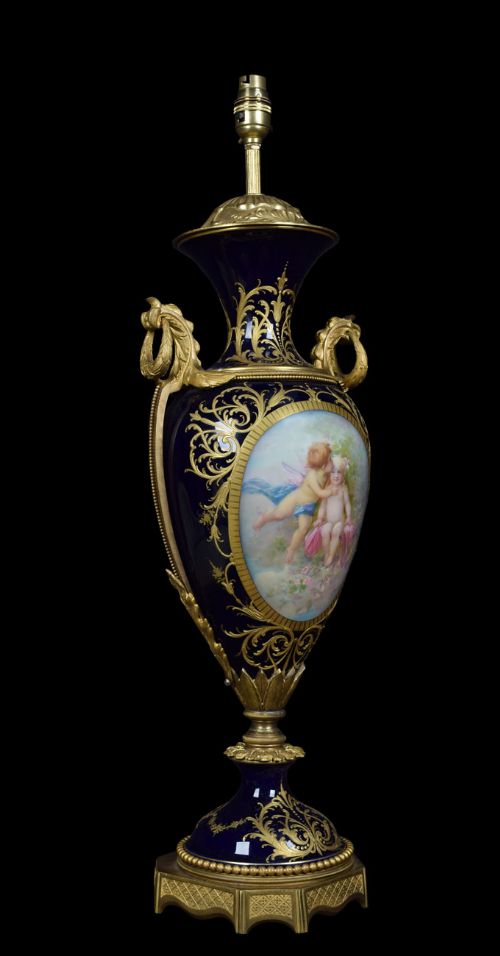 Sevres Style French Porcelain and Ormolu Table Lamp