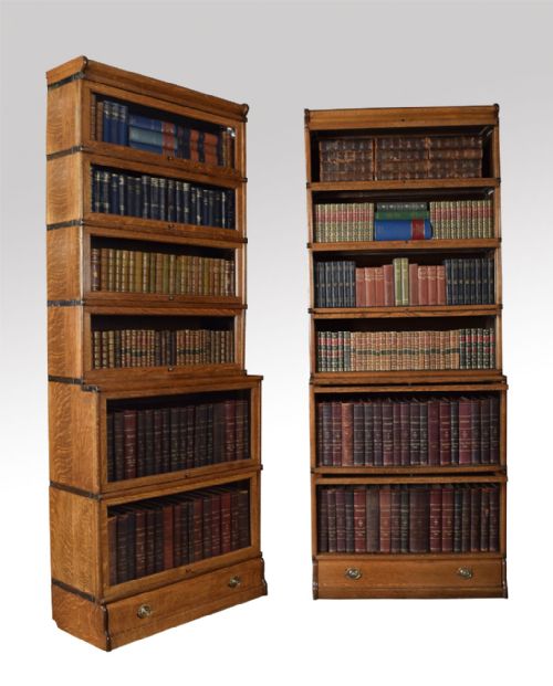 Pair Oak Globe Wernicke Six Section Bookcases