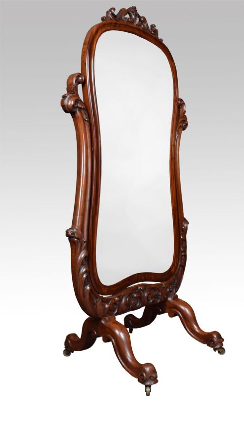 Carved Mahogany Cheval Mirror