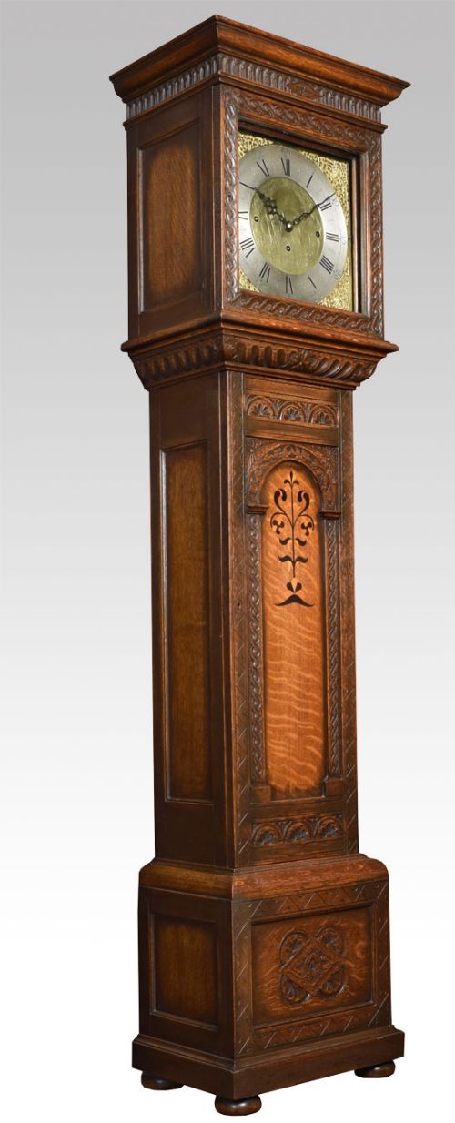 Carved Oak Longcase Musical Clock