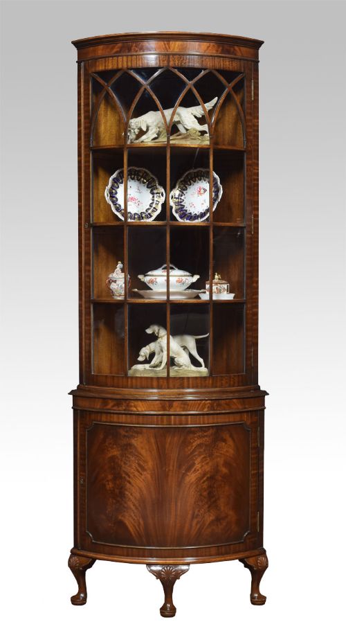 Glazed Mahogany Corner Cupboard