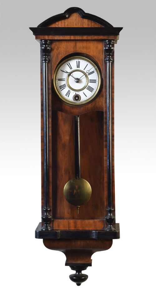 Miniature Walnut and Ebony Cased Vienna Wall Clock