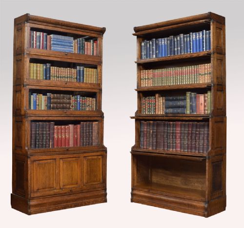 Pair of Oak Sectional Waterfall Bookcases