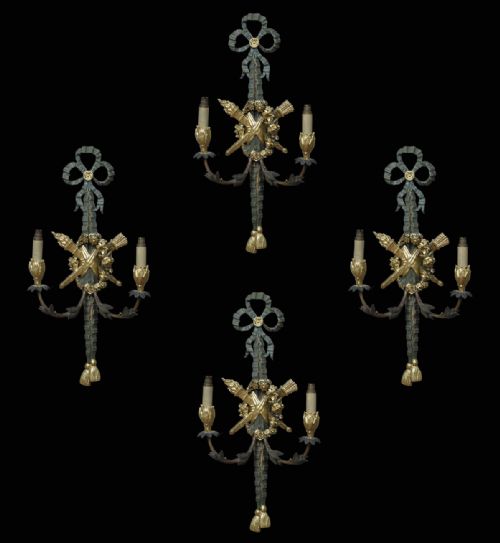 Set of Four Twin Arm Painted Wall Lights