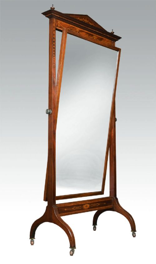 Edwardian Inlaid Cheval Mirror