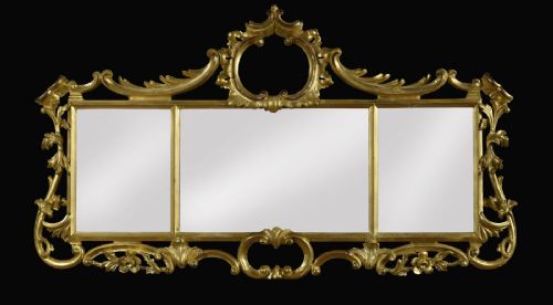Rococo Style Giltwood Triptych Wall Mirror