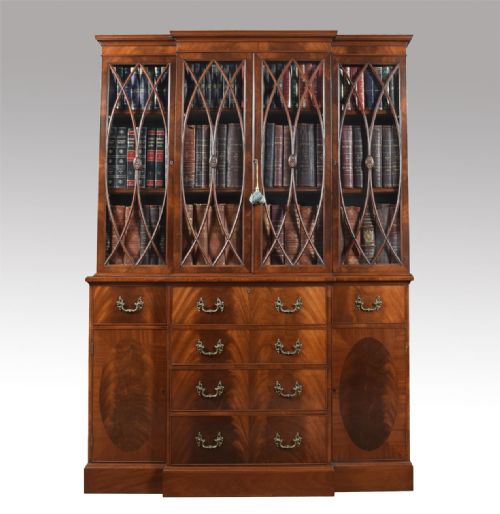 Mahogan Breakfront Secrétaire Bookcase
