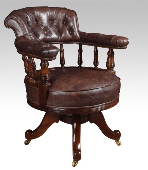 Mahogany Framed Captains Office Chair