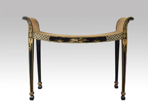 Chinoiserie Decorated Duet Stool / Window Seat