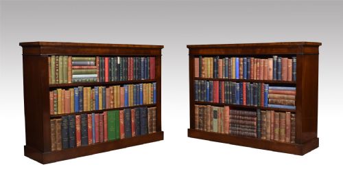 Pair of Walnut Open Bookcases