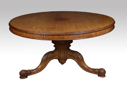 Oak Round Dining Table by Gillows of Lancaster