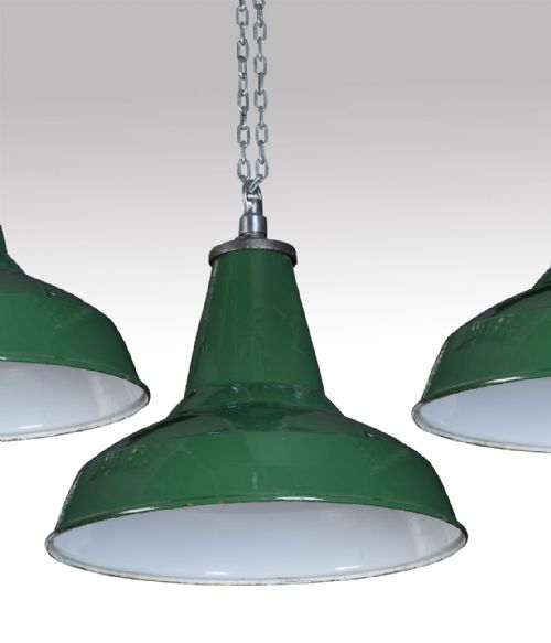 SET OF EIGHT VINTAGE INDUSTRIAL ENAMEL PENDANT LIGHTS - ADDITIONAL PHOTO 1