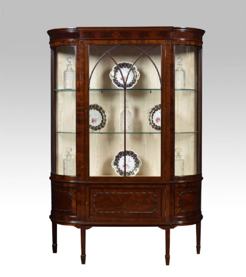 Mahogany Bow Ended Display Cabinet