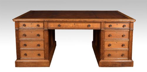 Very Large Oak Partners/library Desk by Maple & Co