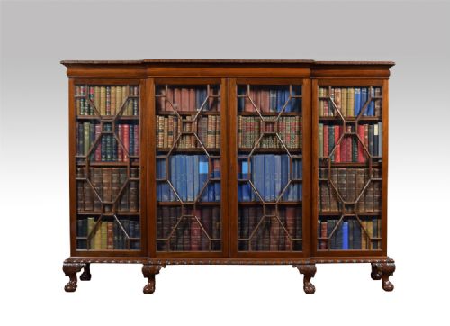Large Mahogany Breakfront Glazed Bookcase