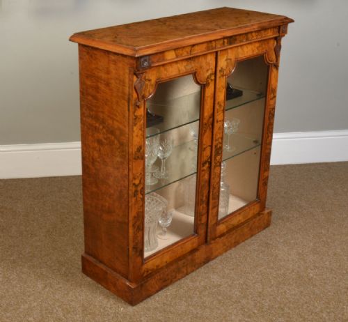 Victorian Figured Walnut Display Cabinet