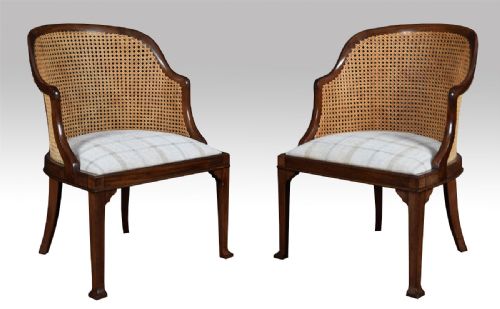 Pair of Mahogany Framed Tub Armchairs