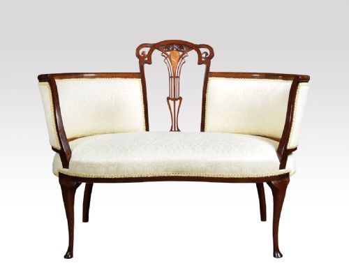 Art Nouveau Inlaid Mahogany Settee
