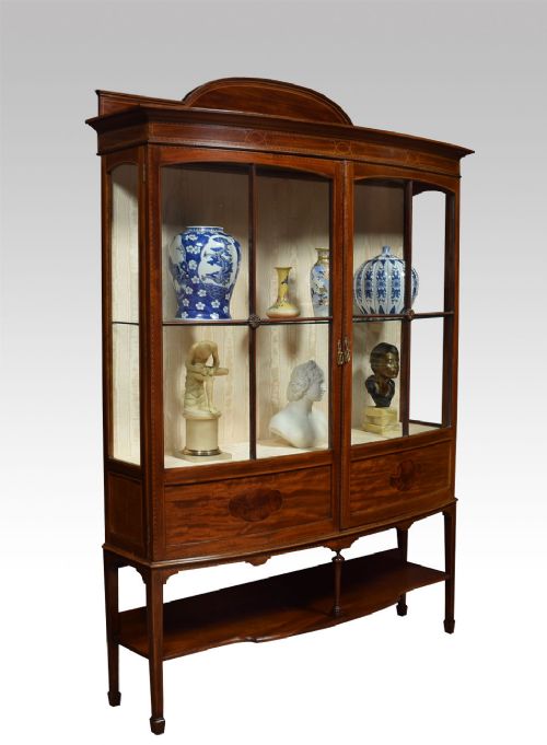 Sheraton Revival Mahogany Bow Fronted Display Cabinet