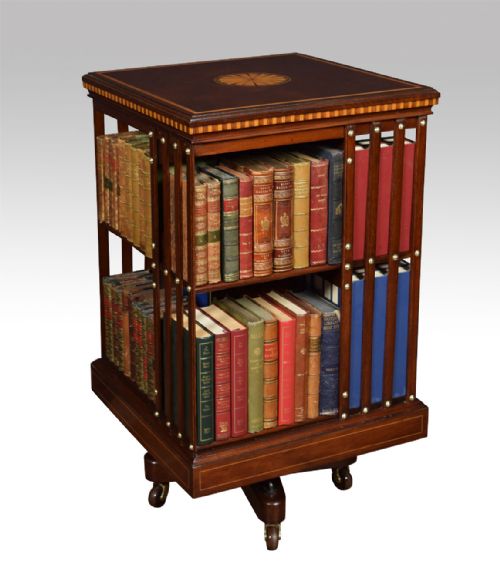 Edwardian Mahogany Inlaid Revolving Bookcase