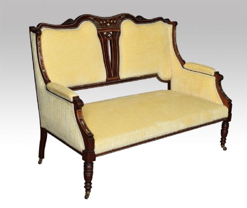 Mahogany Inlaid Two Seater Settee