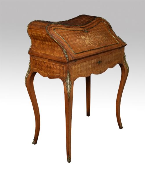 Rosewood and Kingwood Parquetry Bombé Bureau De Dame