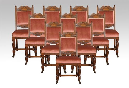 Set of Ten Oak Dining Chairs