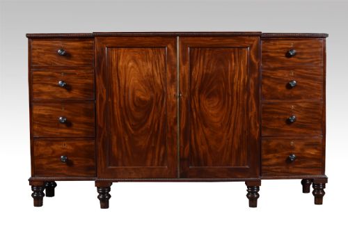 Regency Mahogany Breakfront Low Linen Press