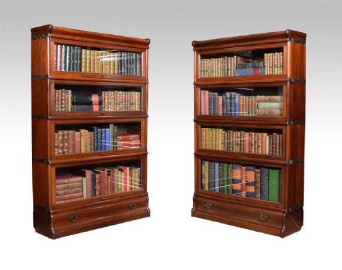 Pair Mahogany Globe Wernicke Four Section Bookcases