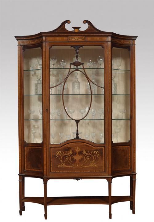 Late 19th Century Mahogany Sheraton Revival Inlaid Display Cabinet