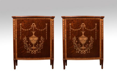 Pair of Late Victorian Mahogany and Inlaid Cabinets