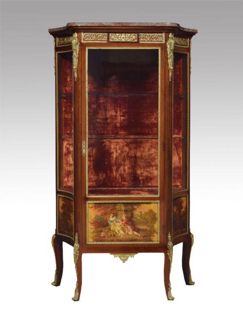 French Vernis Martin Mahogany Display Cabinet in the Louis XV Manner