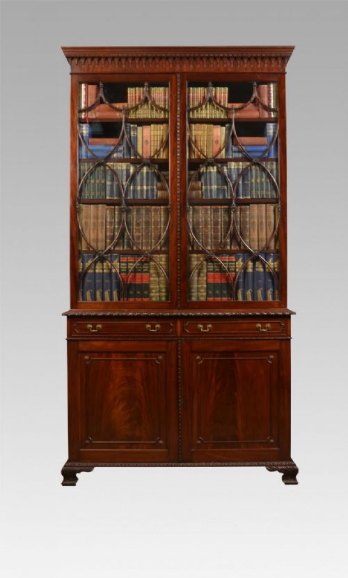 Chippendale Revival Mahogany Two Door Bookcase