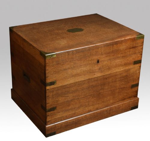 Victorian Oak Brass Bound Silver Chest