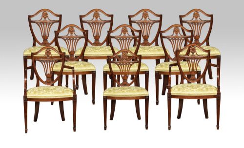 Set of Ten Hepplewhite Dining Chairs