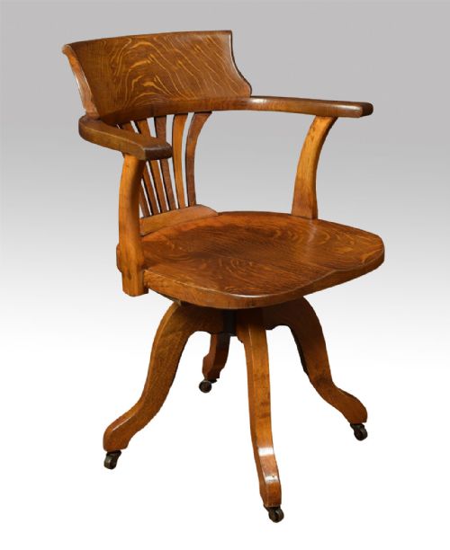 Early 20th Centuary Oak Office / Captain’s Revolving Desk Chair