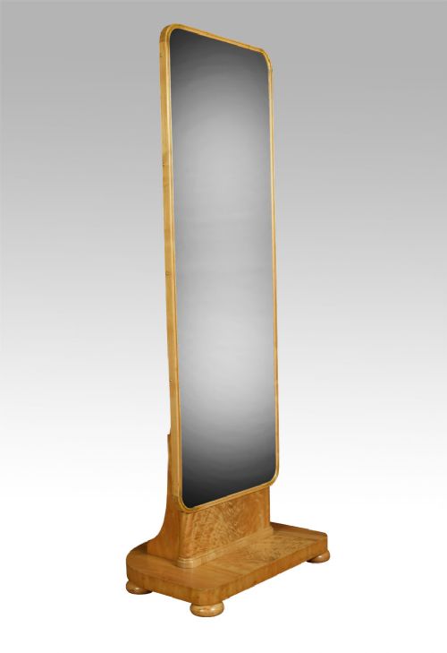 Art Deco Bleached Walnut Cheval Mirror