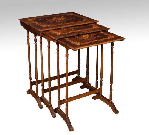 Nest of Three Rosewood Inlaid Tables