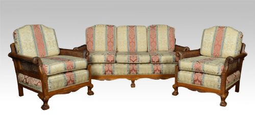 Walnut Framed Bergere Lounge Suite