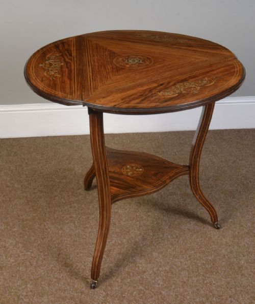 Rosewood Inlaid Triangular Occasional Table