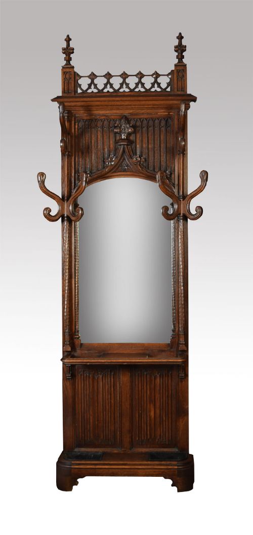 Victorian Gothic Oak Hall Stand