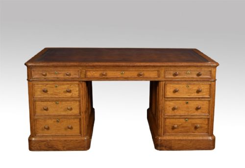 19th Century Pollard Oak Partners/library Desk