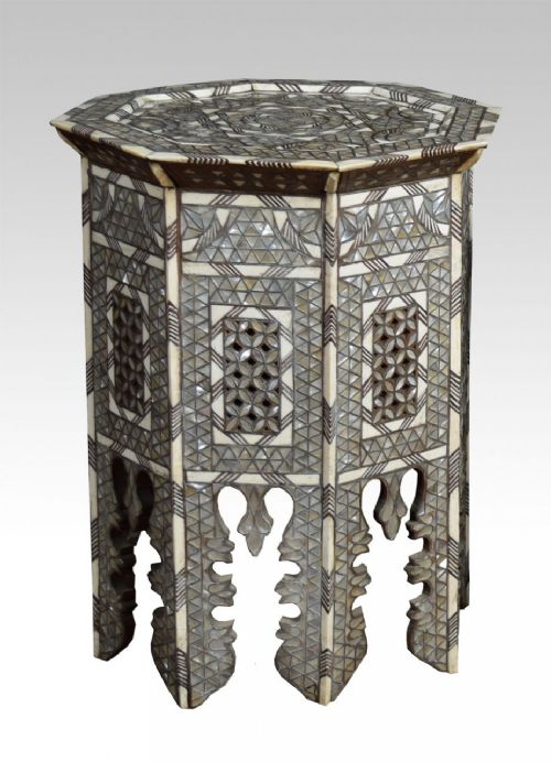 Mother-of-pearl Bone and Silver Inlaid Table