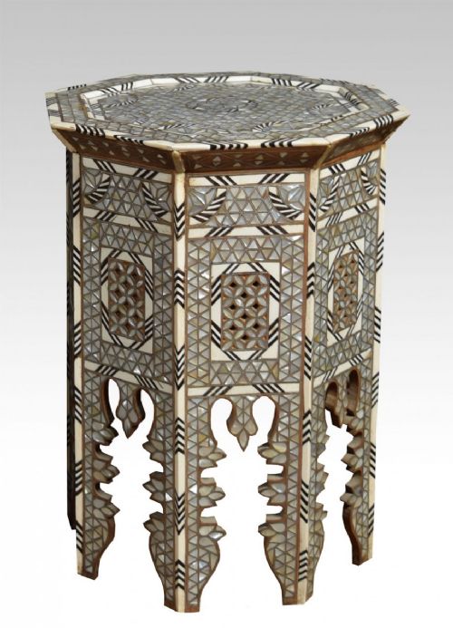 Mother-of-pearl Bone and Silver Inlaid Table