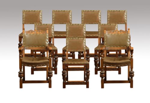 Set of Ten Carved Dining Chairs