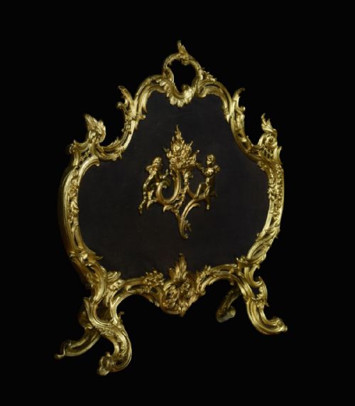 Rococo Style Gilt Bronze Fire Screen