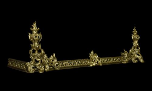 Rococo Revival Gilt Bronze Adjustable Fireplace Fender