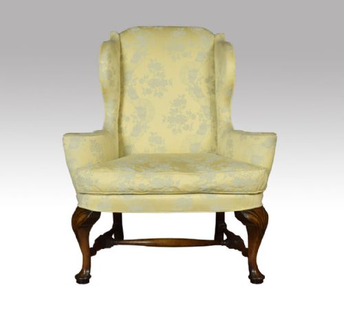 Early 20th Century Queen Anne Style Wing Armchair