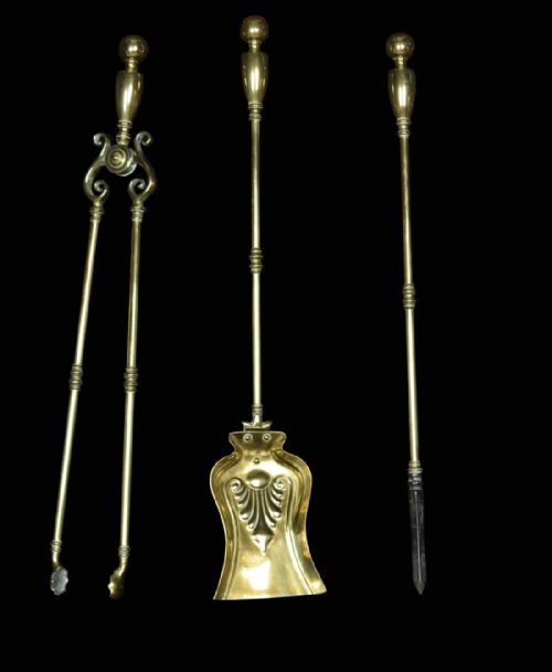 Cast Brass Triple Companion Fire Tool Set